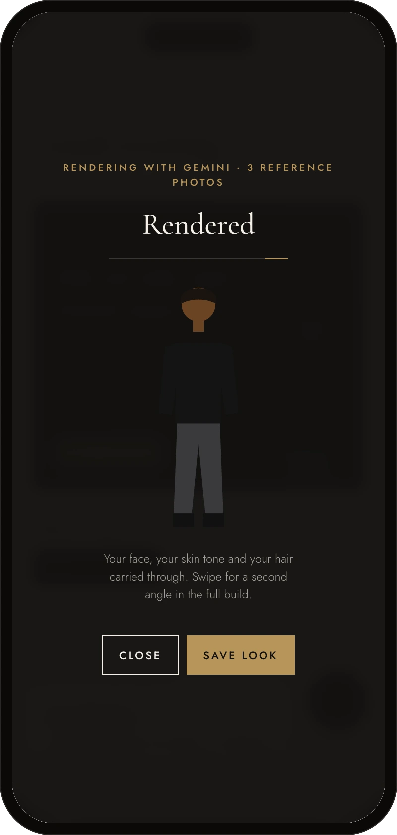 The See it on me screen with a rendered figure wearing the look